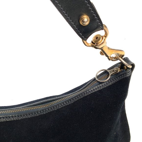 Vintage Gucci bag in navy blue suede and leather, early 1980s - Picture 3 of 11